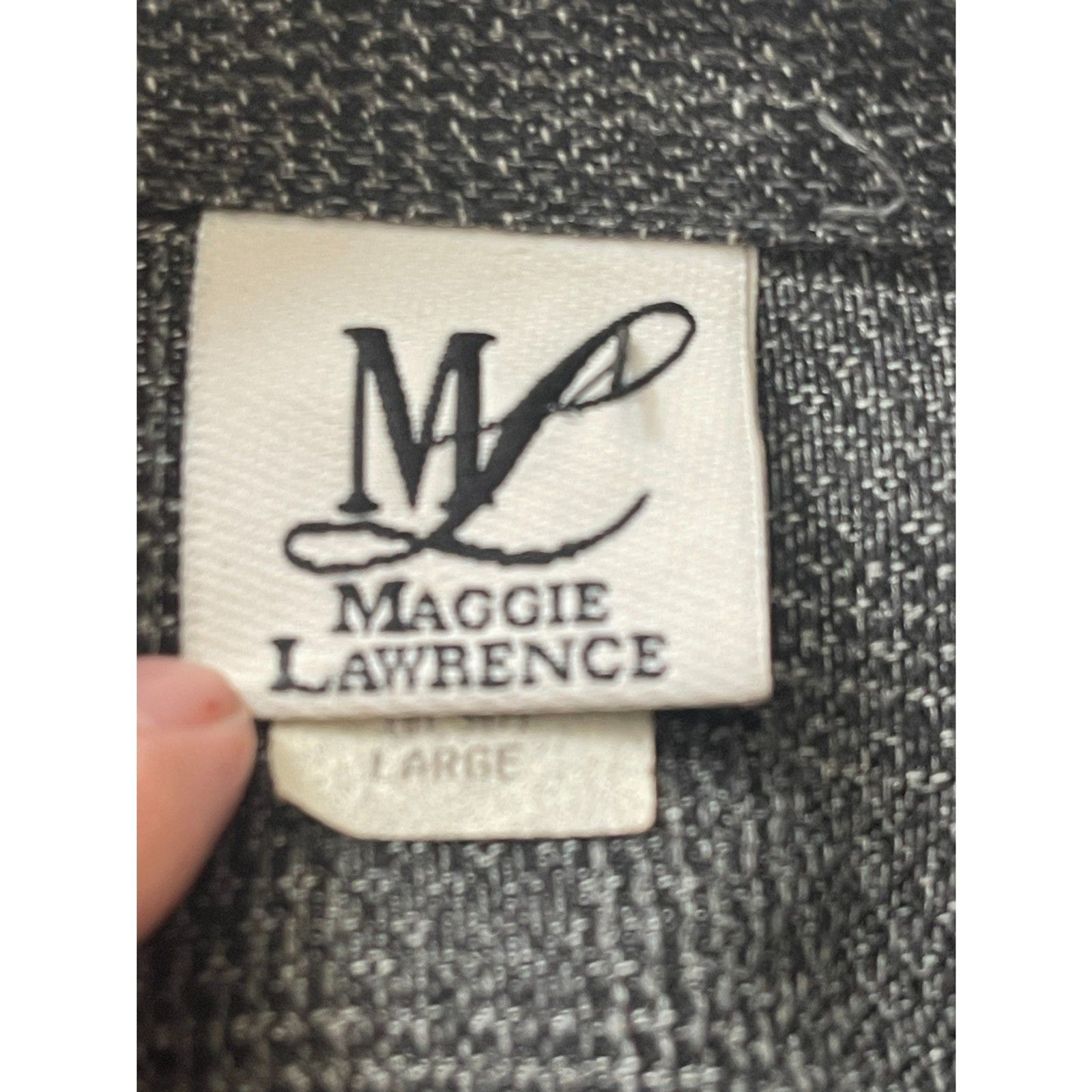 Vintage Maggie Lawrence Cinched Waist Gray Tweed Zip Front Blazer Size L USA