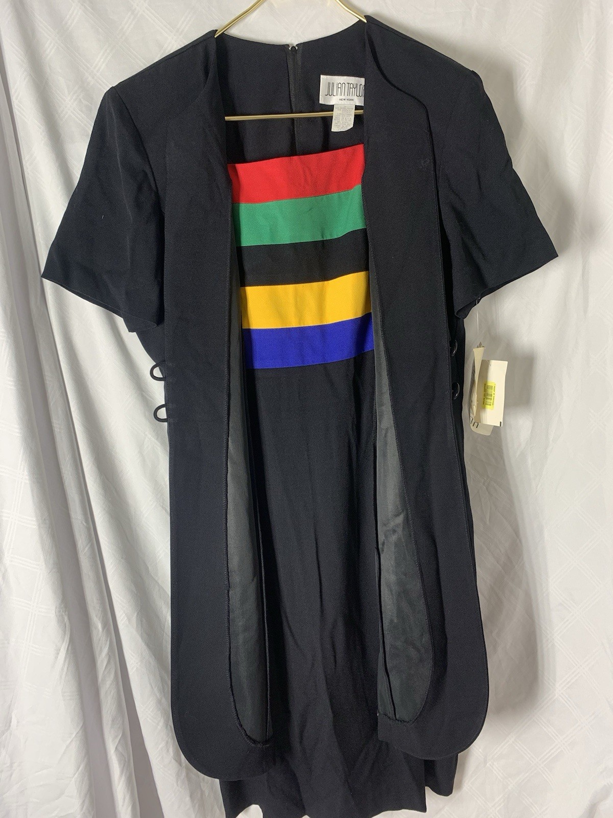 Vintage Dress NWT Size 14 Julian Taylor New York 90s Color Block Shoulder Pads