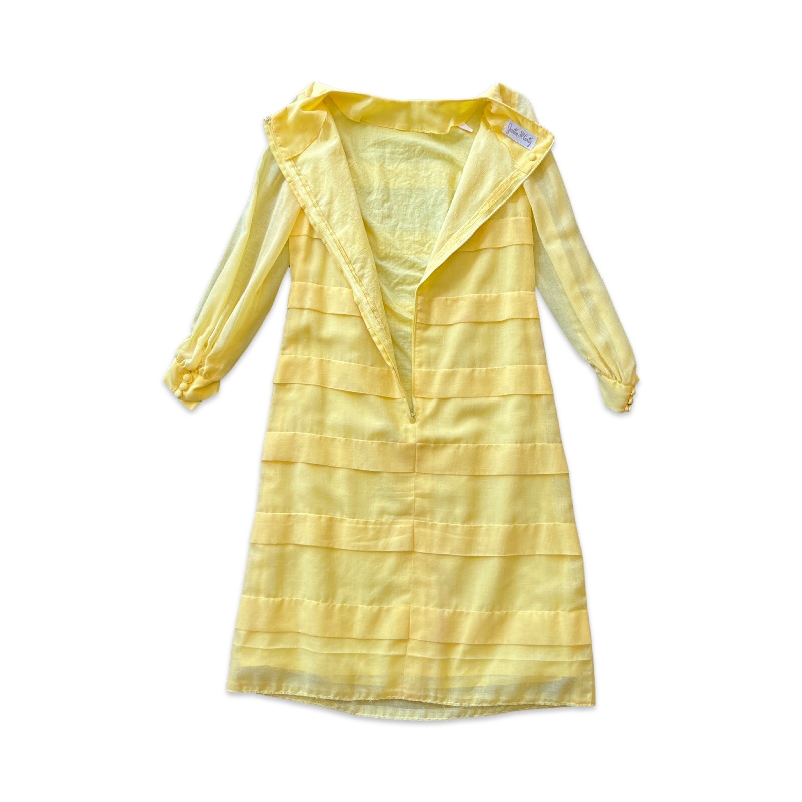 Vintage 60s 70s Yellow Dress Justin McCarty Women’s Size 6 #84