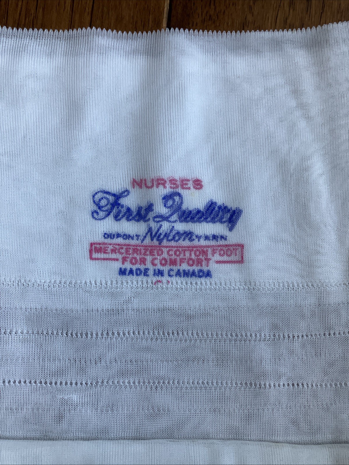 Vintage Nurses White Sheer Nylon Stockings Seamed Mercerized Cotton Foot NEW