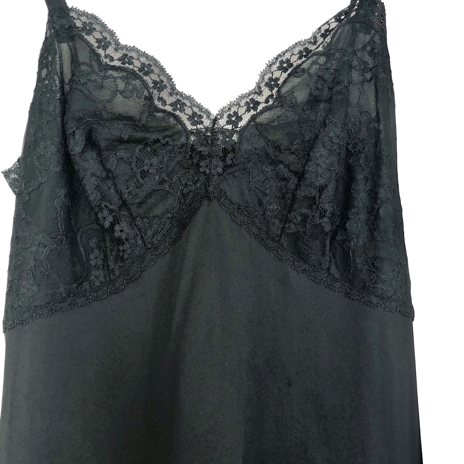 Vintage Gossard Artemis Full Slip Adj Straps Nylon Lace Black Negligee Size 32