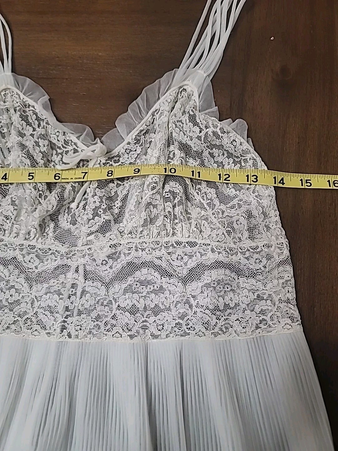 Vintage Full Dress Slip By Rhythm Lingerie Chiffon Crystal Pleats Nylon 34 White