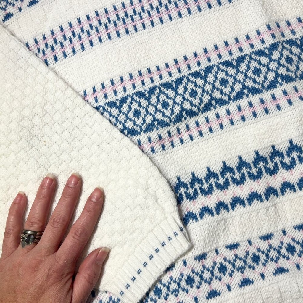 Adele Knitwear VINTAGE Sweater Large XL Boatneck Retro Fall Argyle Cottage Boho