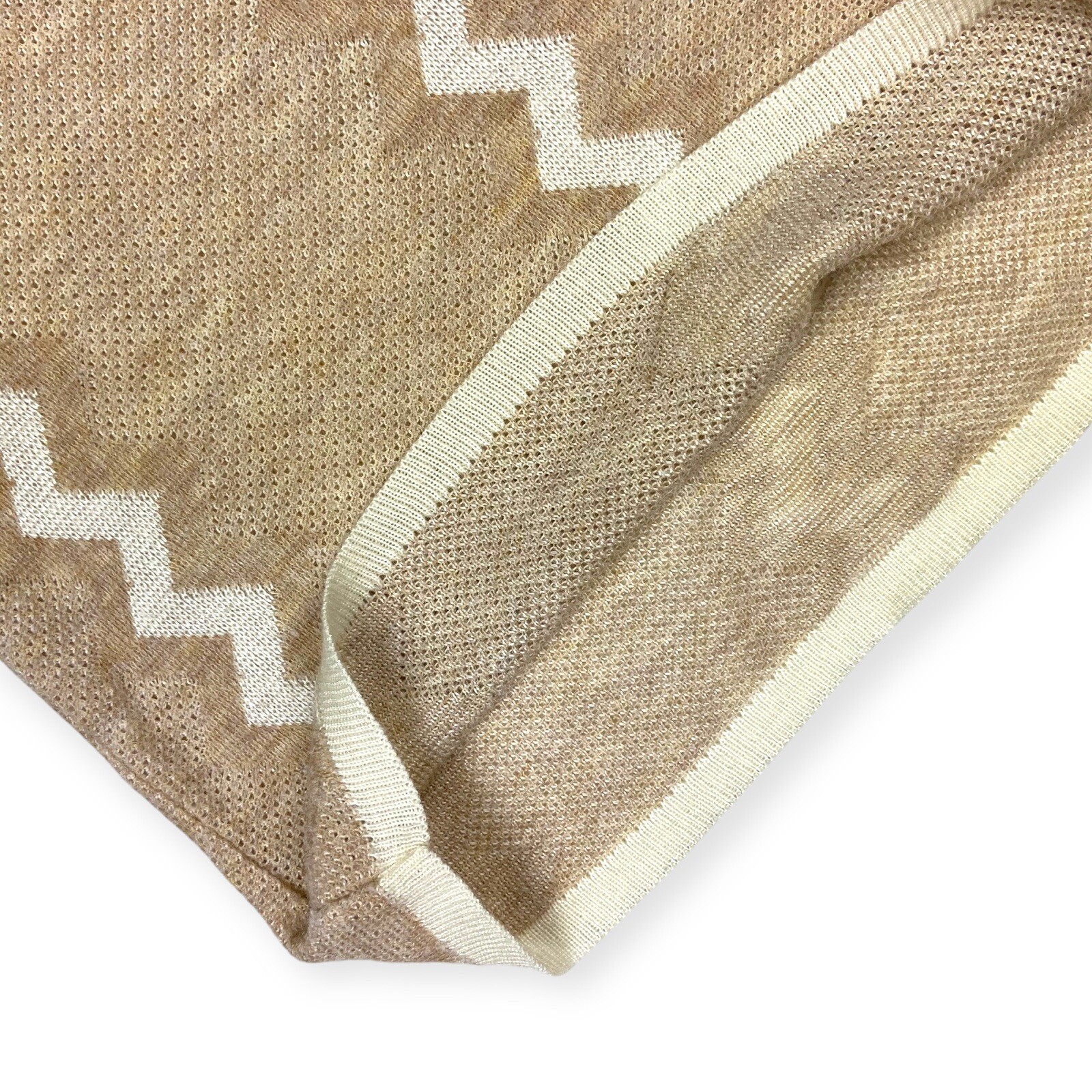 Jane Colby Women’s VTG 1970s Tan Zig Zag Knit Mod Sweater Vest