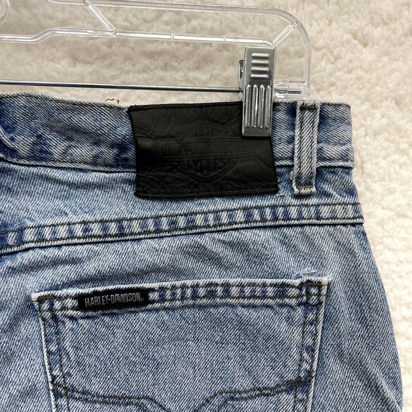 Vintage Harley Davidson Jeans 12 30 Long Tall Womens Bootcut Light Wash Mid Rise