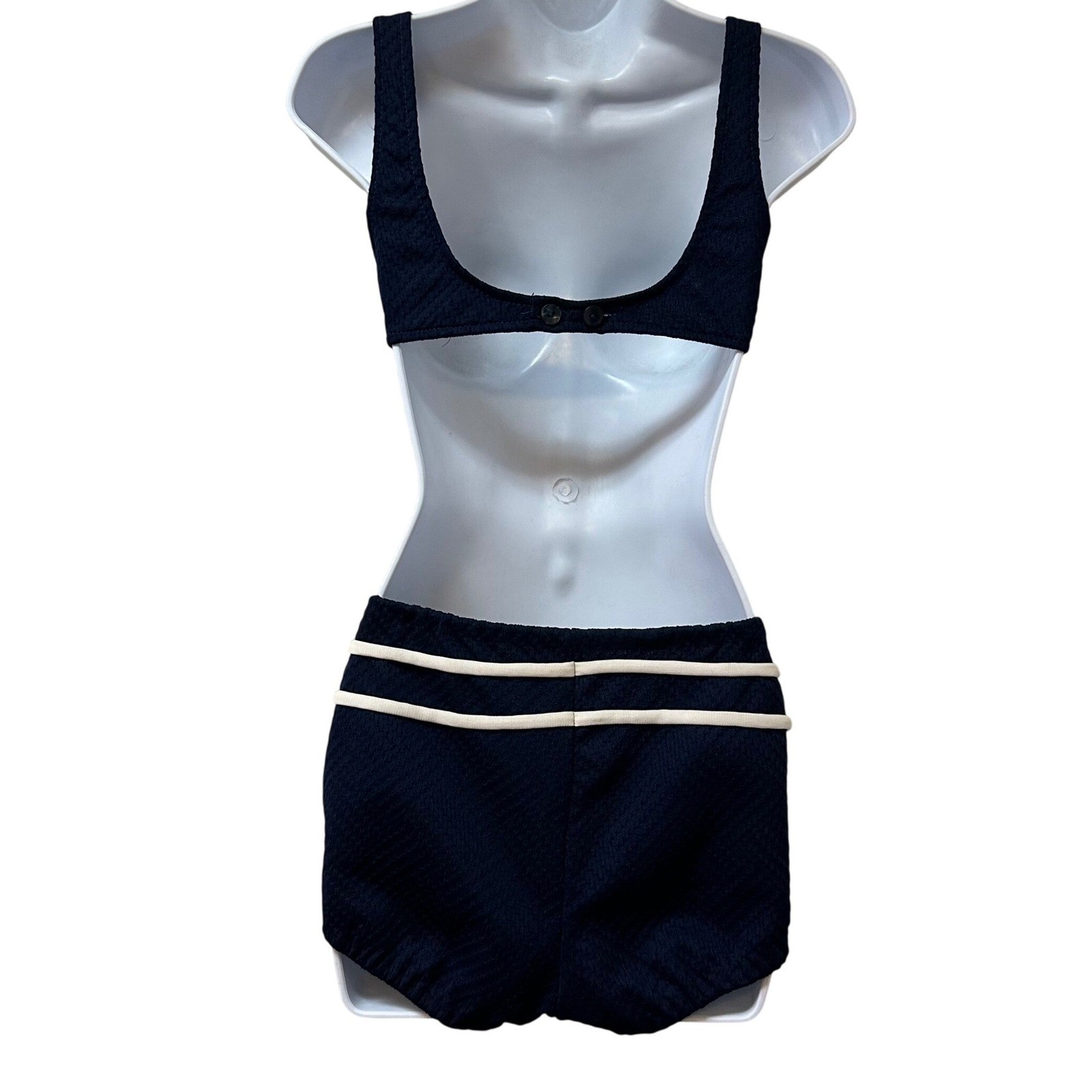 Vintage Cole of California Navy Blue White Trim Two Piece Swimsuit Size 8 C4181