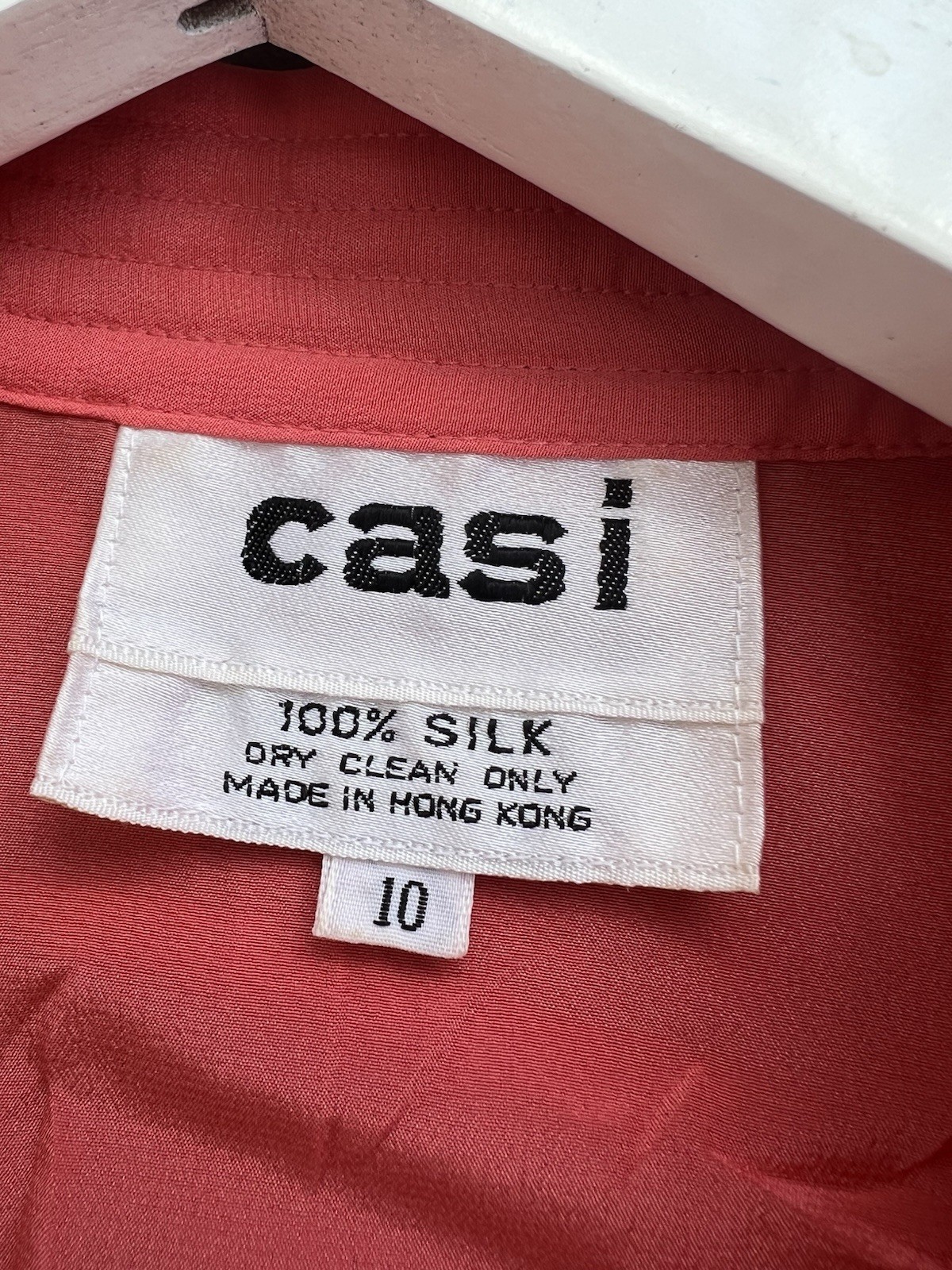 Vintage CASI Peach Orange Front Pockets Belted 100% Silk Women’s Dress Sz 10