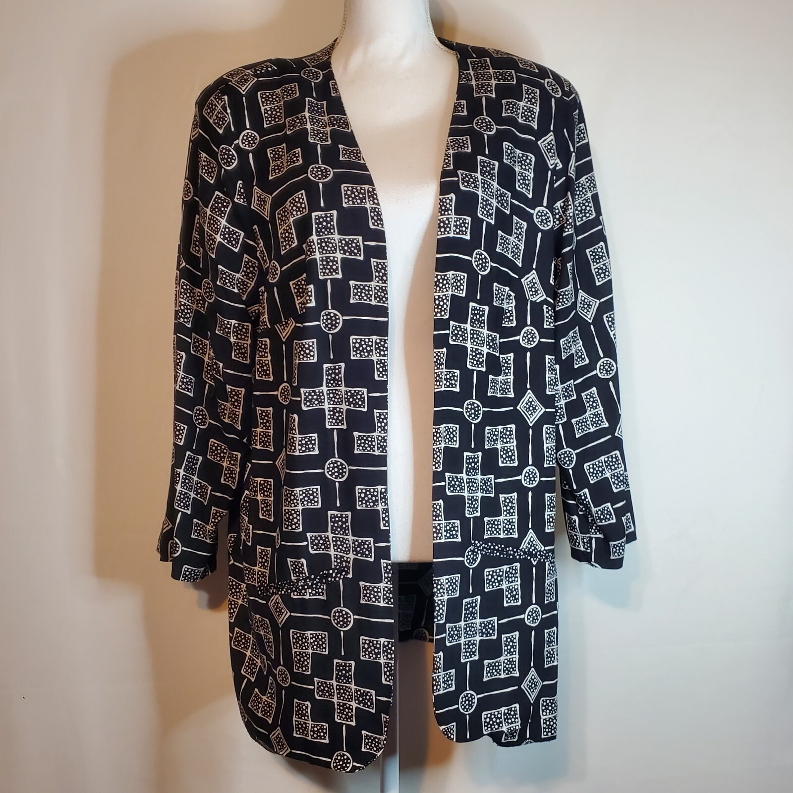 Women’s Size 18 Vintage Kathryn Deene USA Rayon Blazer Jacket Geo Polka-dot