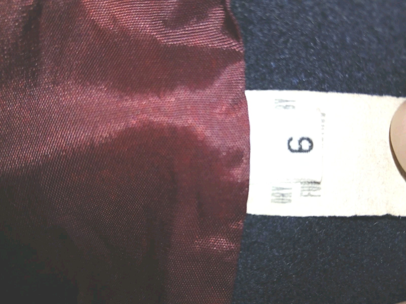 Vintage Women’s Dark Blue Wool Coat W Brown Faux Fur Collar Made In Usa, Size 6