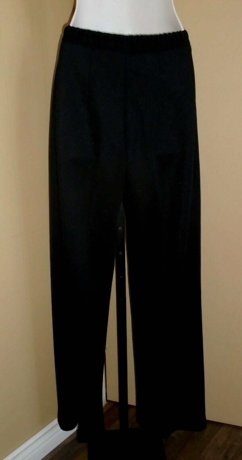 Ladies VTG 1970s Black Polyester Dress Pants Wide Legs Zip Fly Sz 111-12 NOS