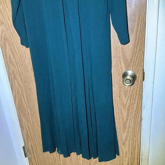 Vintage 90s Brett Alixander LS Button Pleat Front Maxi Dress Green Size 15/16