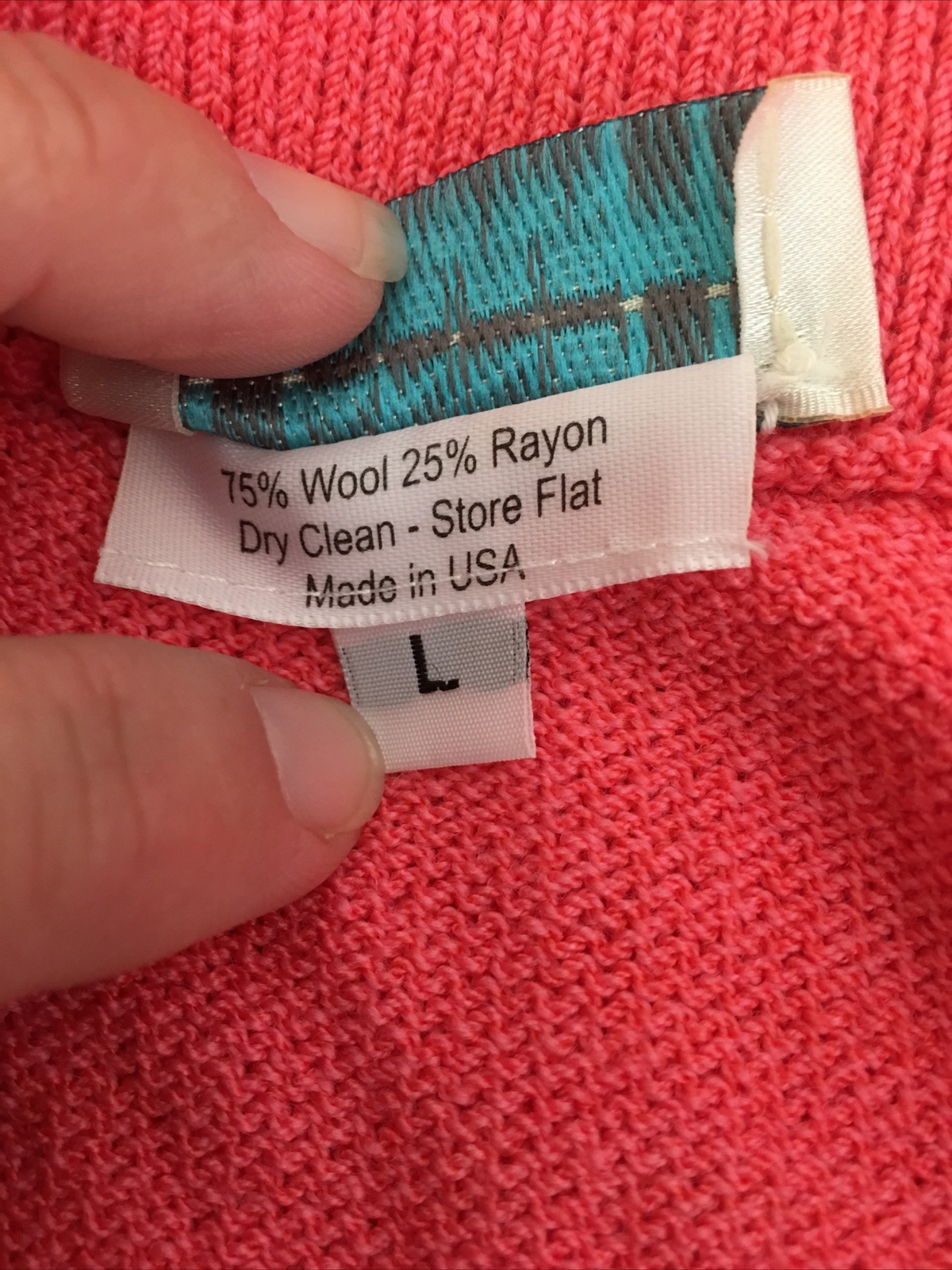 Women’s Sz L ANNE PEDERSEN Pink Knit Wool/Rayon Elastic Waist Pencil Skirt