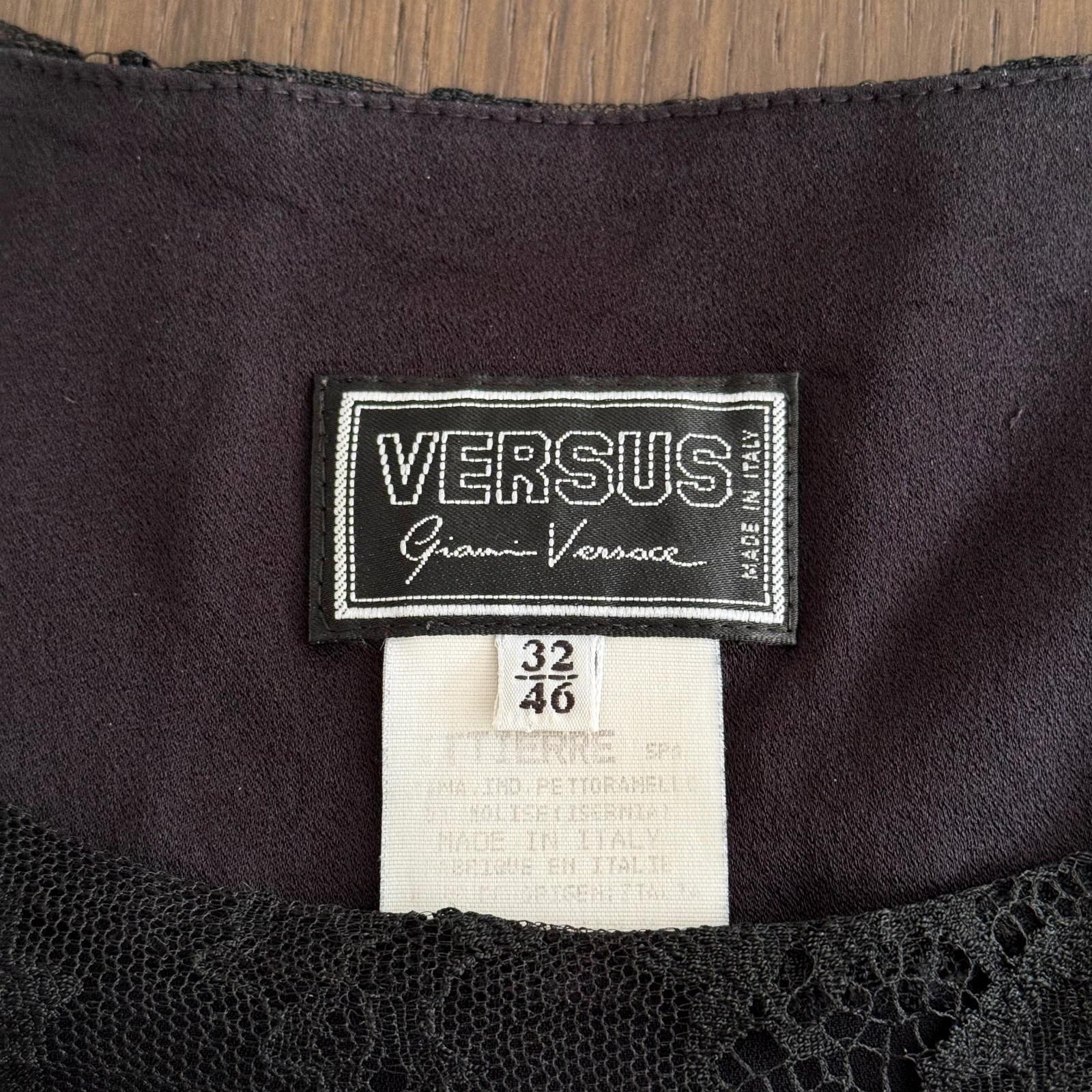 GIANNI VERSACE VERSUS black lace mini dress size 46 from S/S 1994