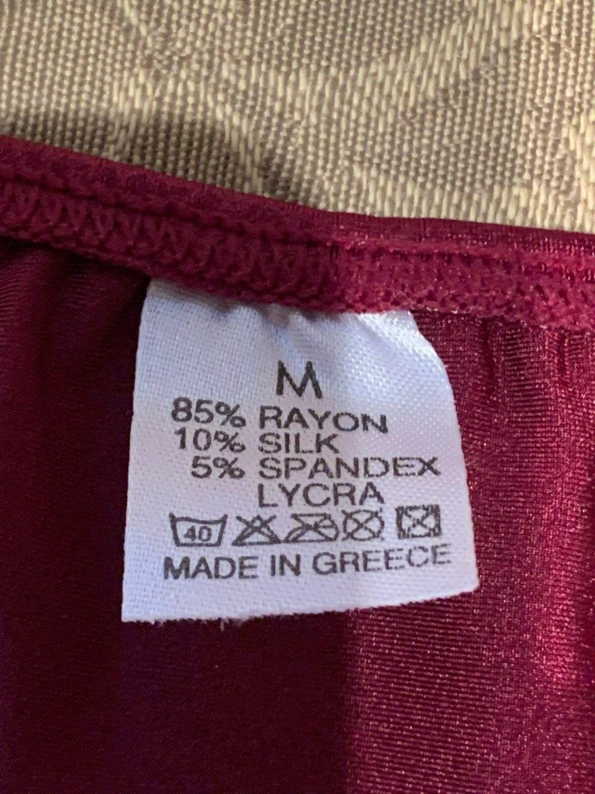 VINTAGE BURGUNDY RED VELVET SHIMMERY SATIN BACK HI-CUT BRIEF PANTIES ~ MEDIUM