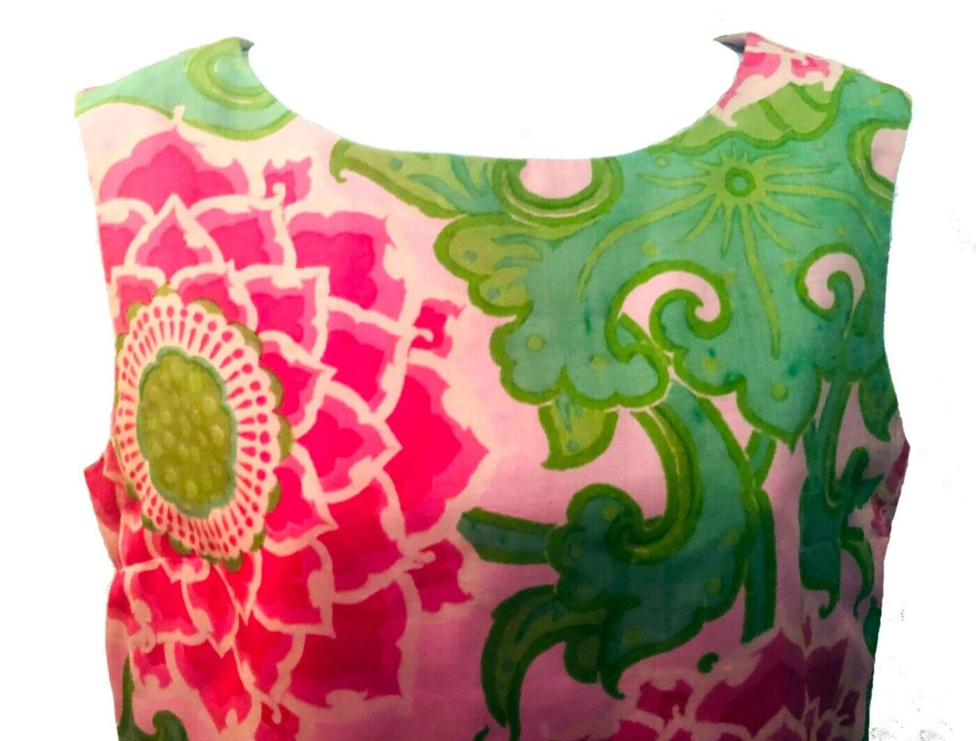 H. Shibuya Couture Yokohama VTG Japanese Silk Floral Sleeveless shift dress M