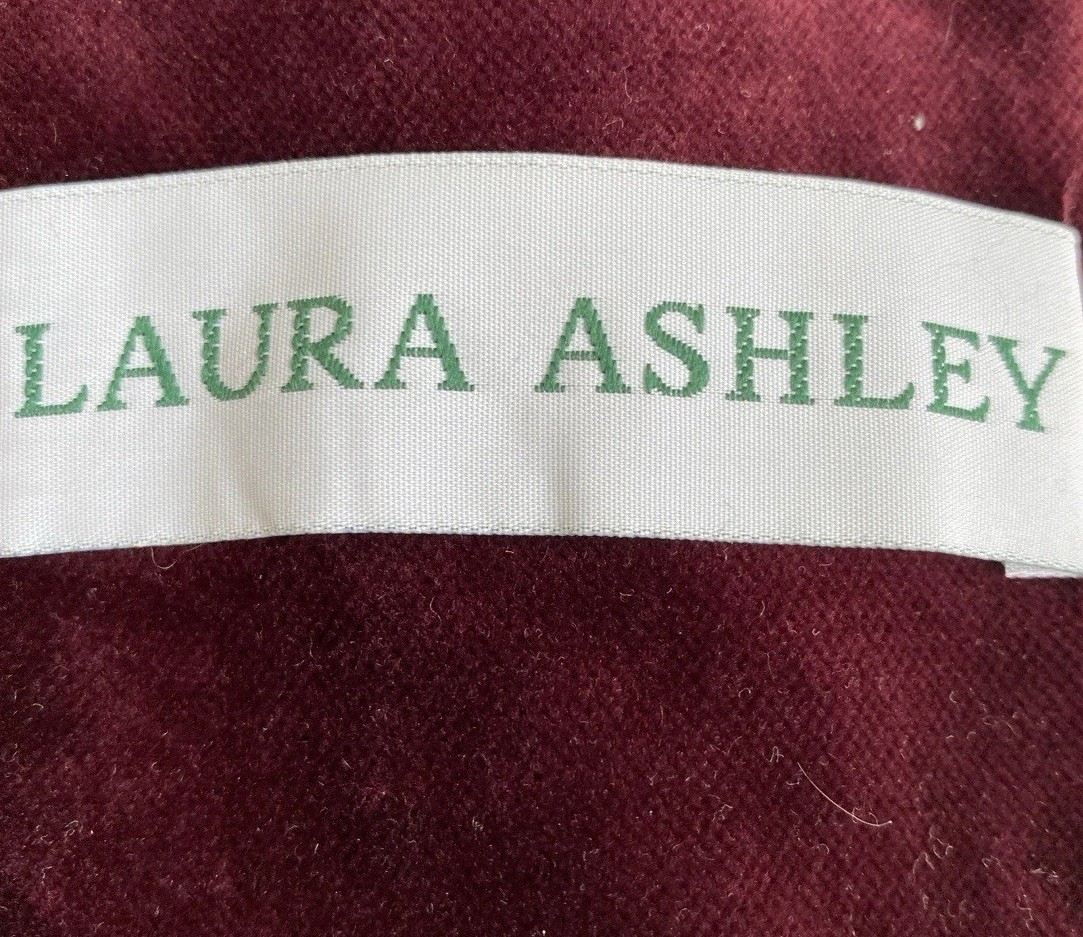 Vintage Laura Ashley Sz 4 Velvet Pantsuit Cotton Blend UK Burgandy