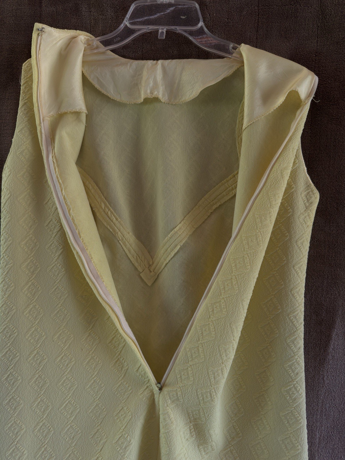 Vtg Solid Yellow sleeveless Polyester Pencil Dress sz M 12-14
