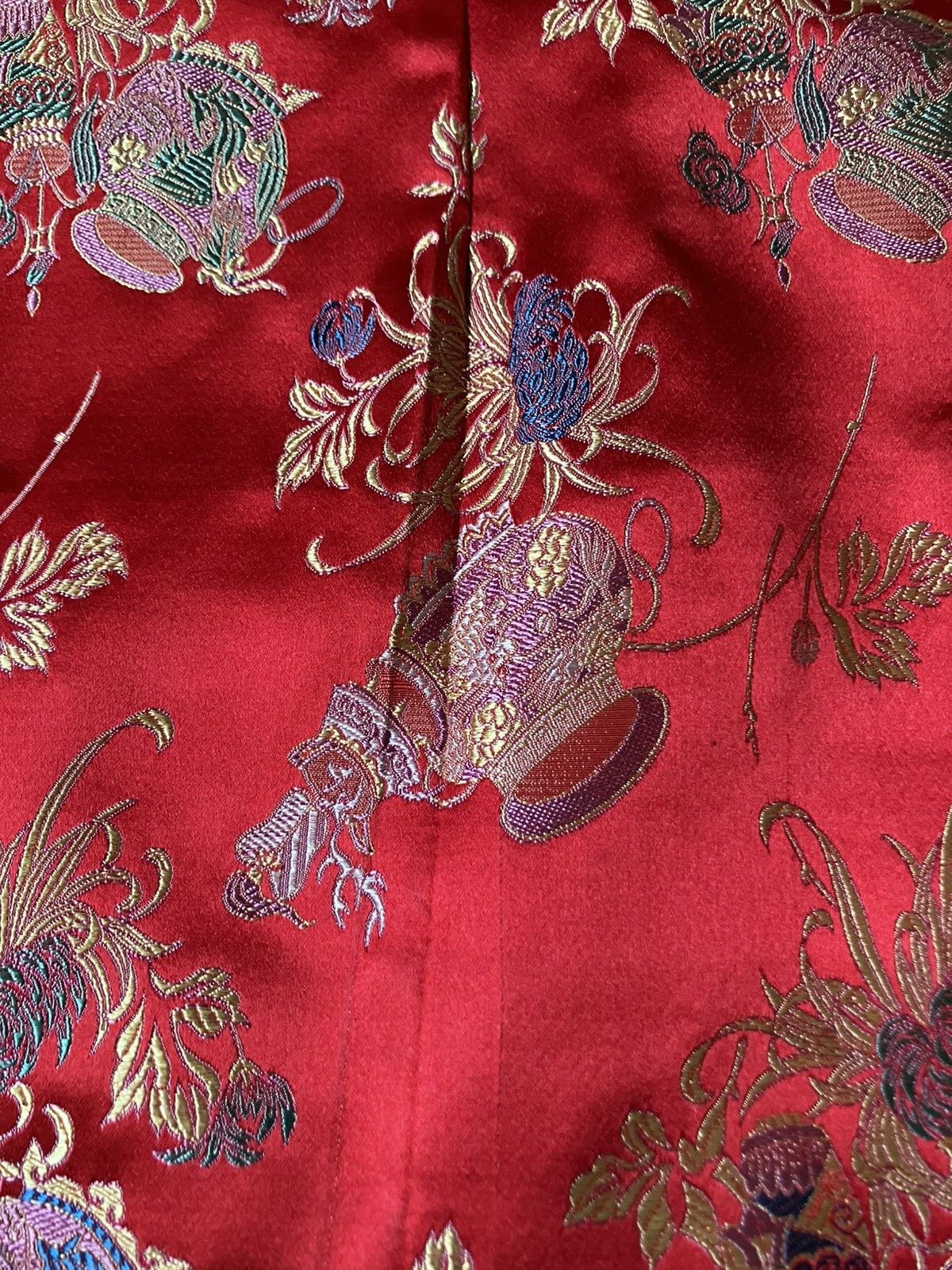 Vintage ’80s/’90s Asian-Inspired Red Brocade Button Up Vest Women’s Medium READ