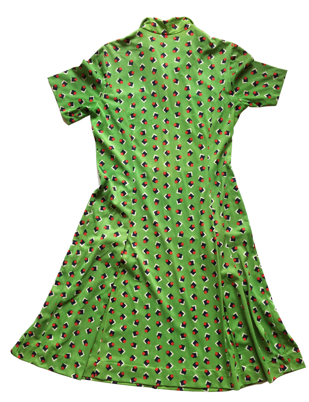 CASUALMAKER Vintage Day Dress Green Jersey Print B. ALTMAN Sz 6-8