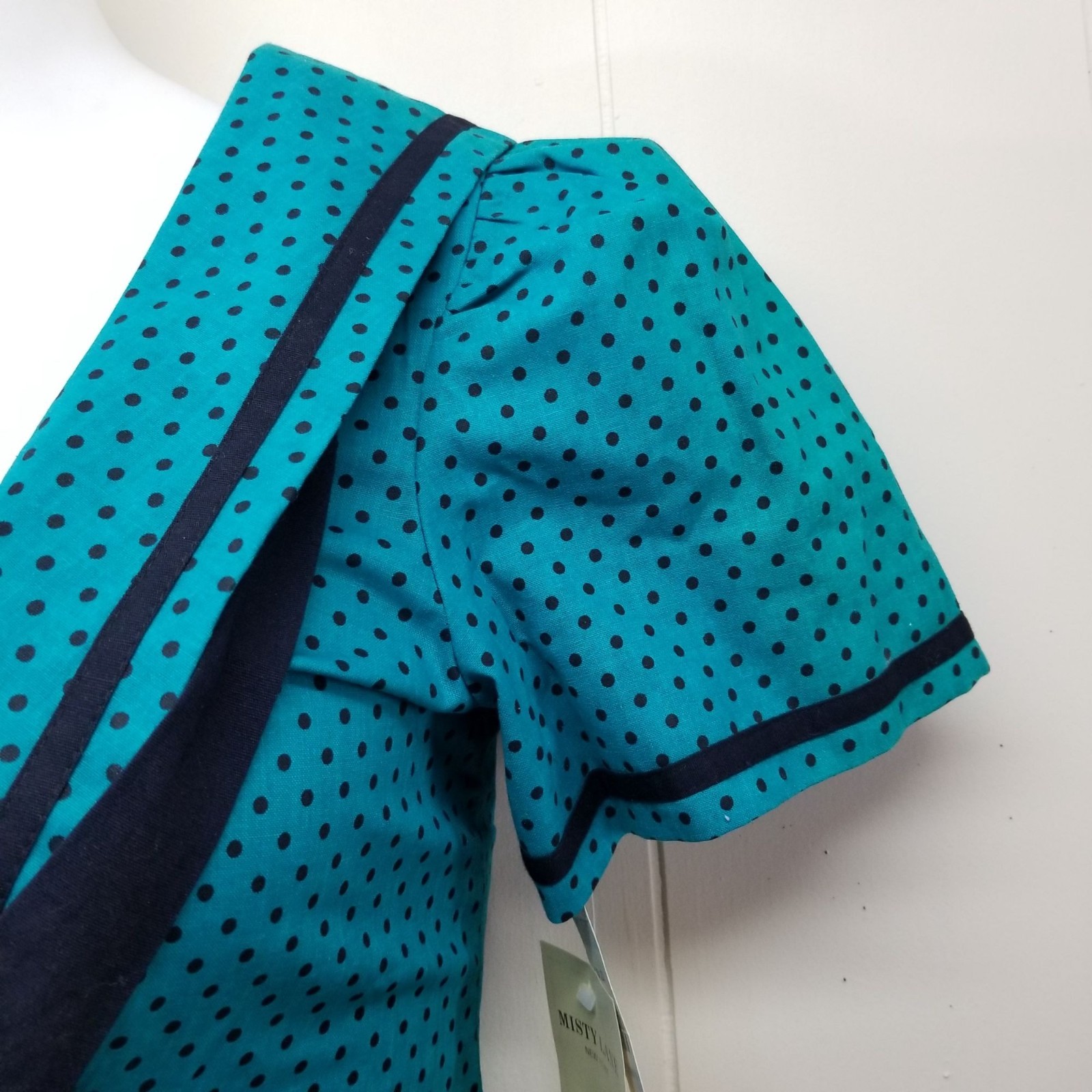 Misty Lane 9 10 Sailor Dress Green Black Polka Dot Vintage Cosplay Fitted Bow