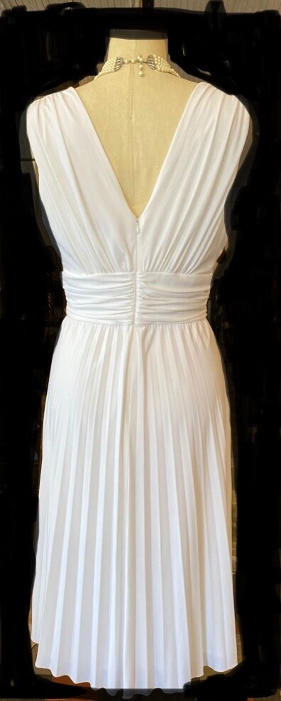 NWT 1990s White Pleated Marilyn Monroe Style SZ 10 Wedding Shower Beach Dress