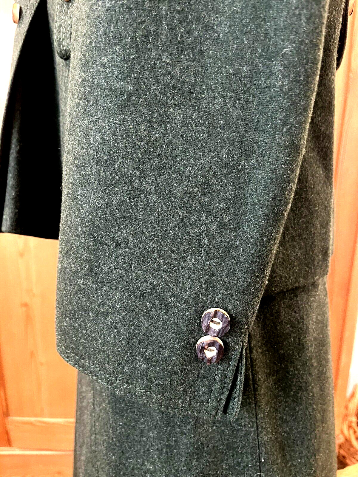 VTG Tofana Sport German Wool Bavarian Skirt-Suit, Wood Buttons Forest Green S/42