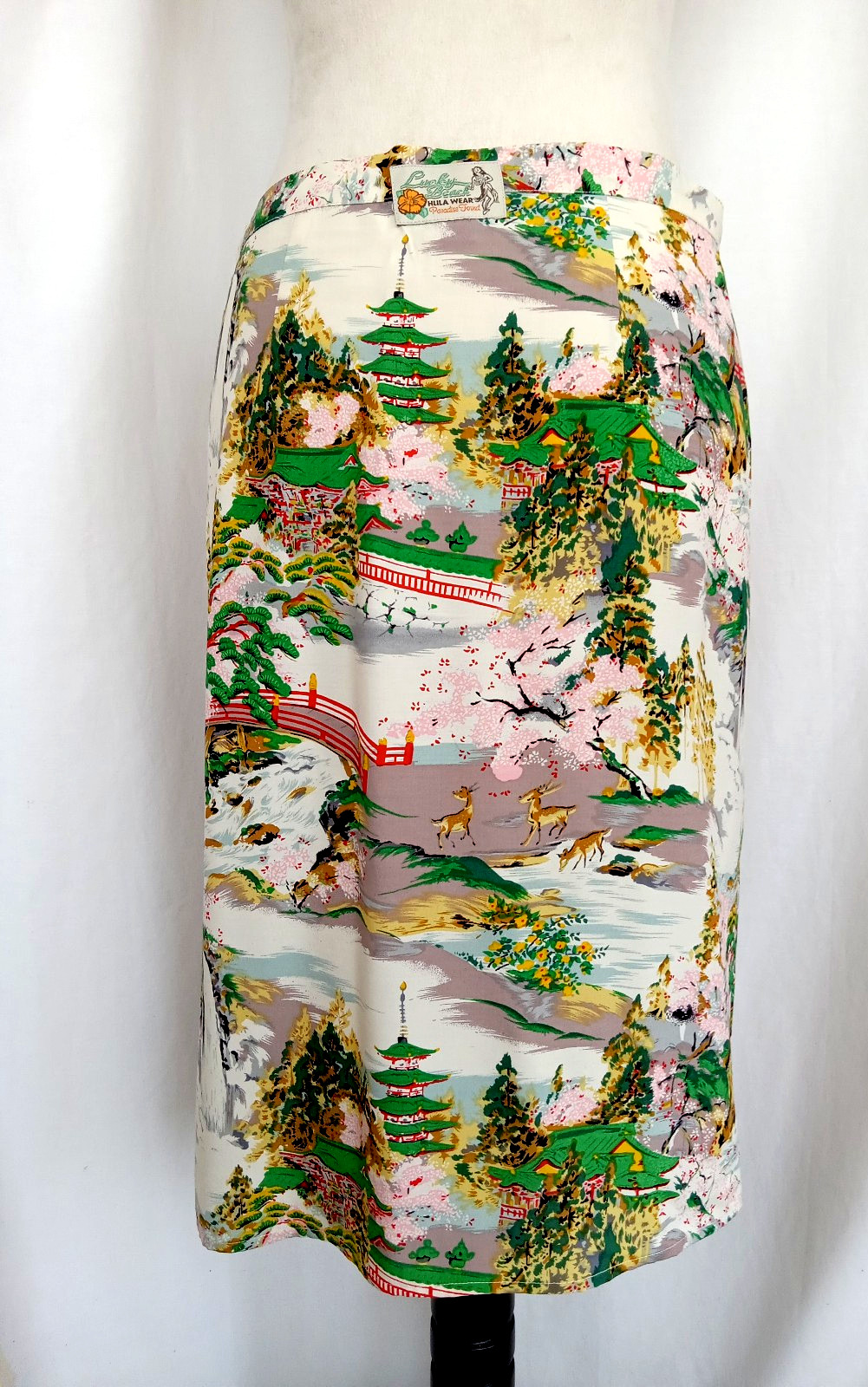 Vtg 80s Lucky Beach Hula Wear Paradise Found Hawaiian Wrap Skirt Sz M Hong Kong