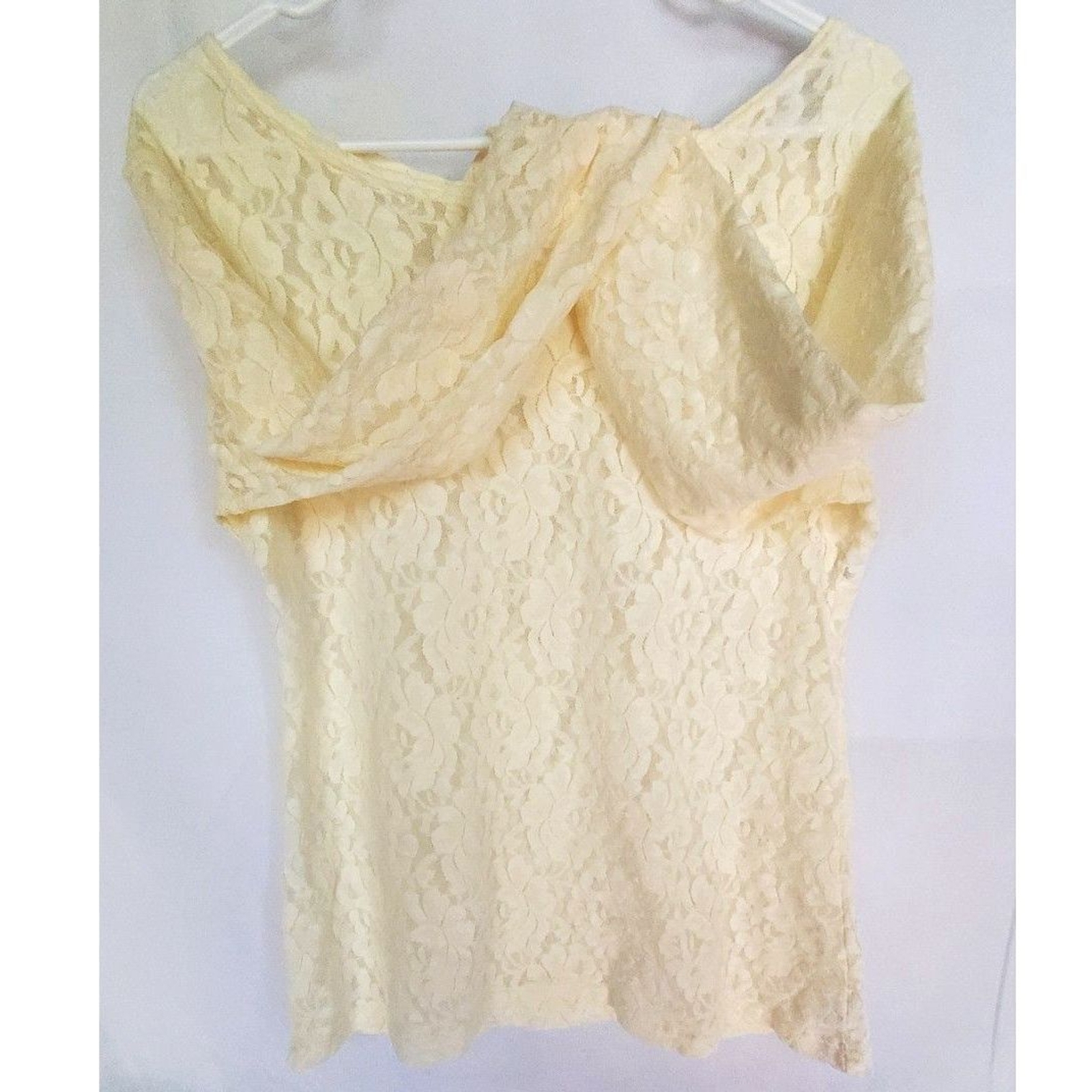 Ellen Ashley Sheer Lace 90s Y2K Grunge Fairy Stretch Boatneck Shirt Womens Large