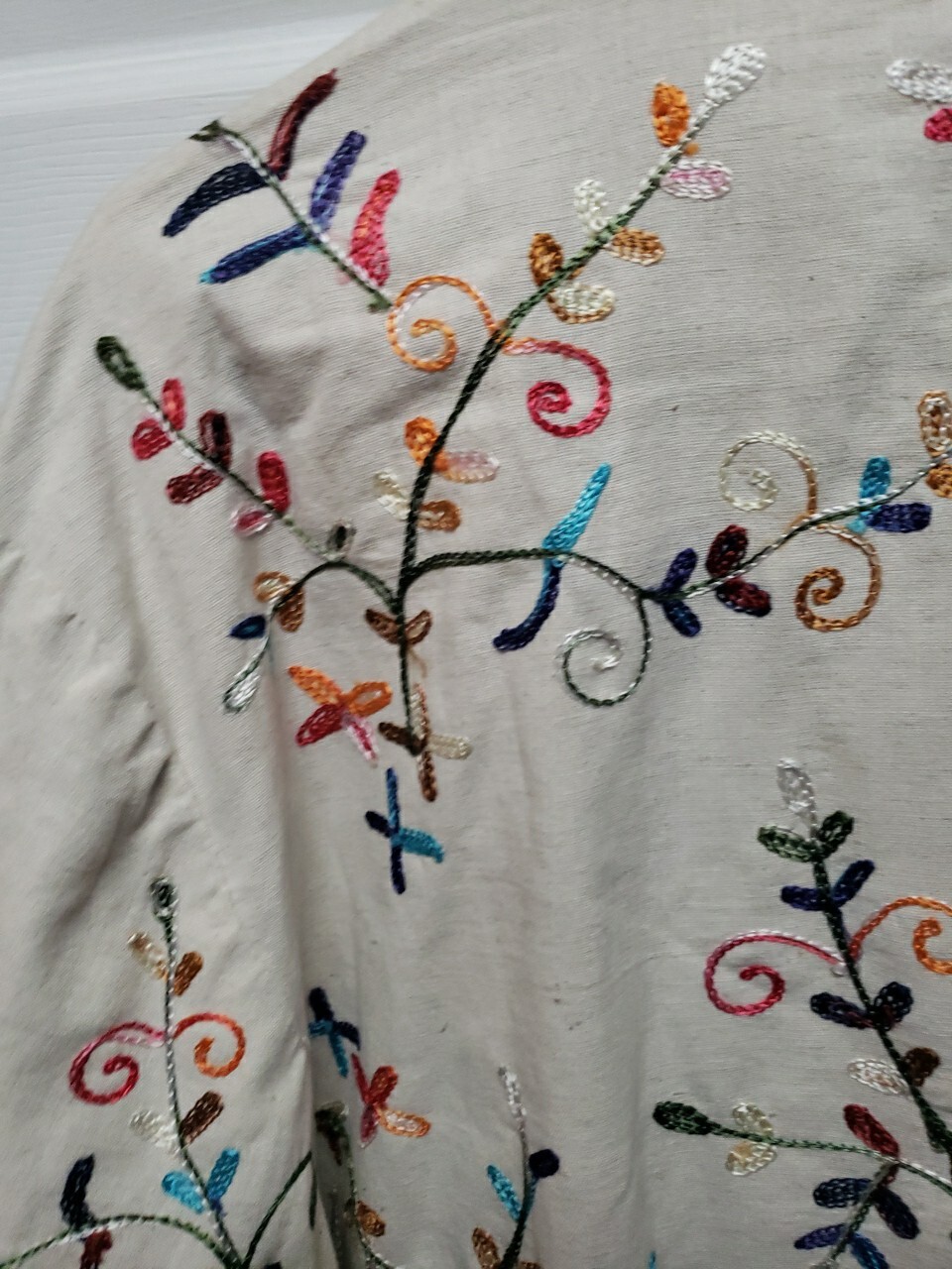 Units Woman Jacket Size L Beige Brown Green Pink Blue Embroidery Vintage 3/4 Sle