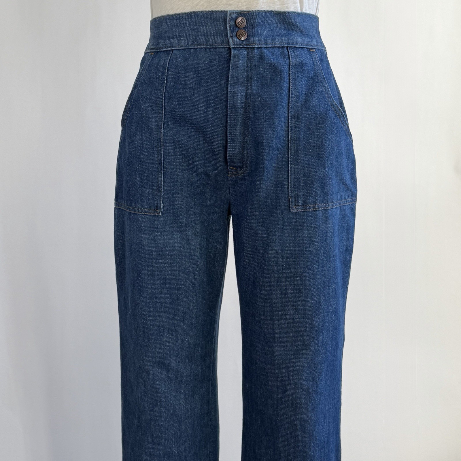 Vintage 70s Sears Jeans That Fit High Waist Wide Leg Elastic Back M