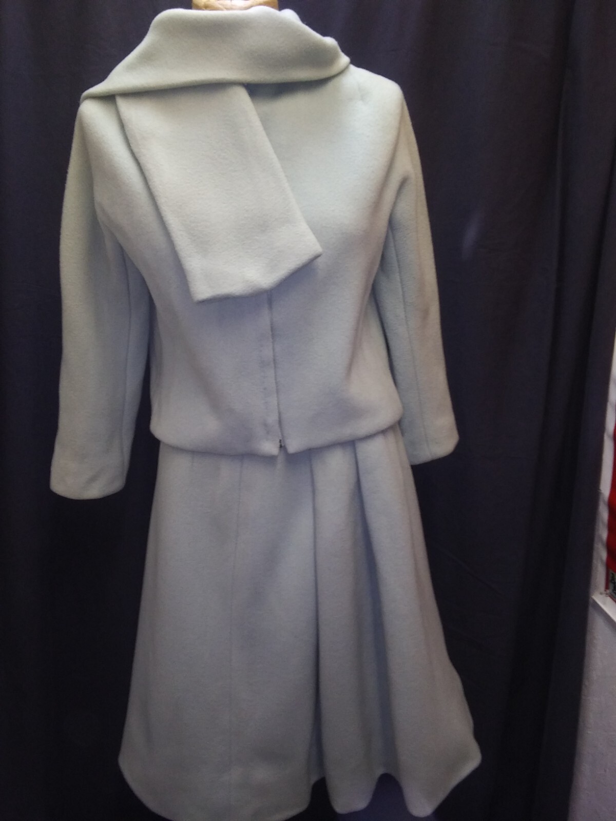 Vintage 1950’s Light Blue Soft Wool Elegant Skirt & Jacket Tiffeau & Busch S