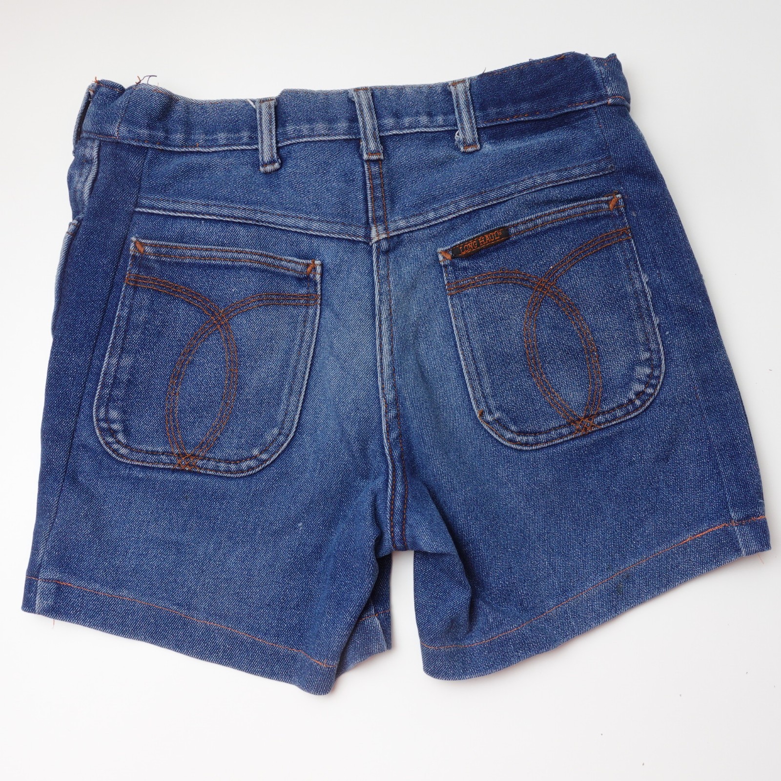 Vintage 70s Long Haul Denim Jean Shorts Size 30 5″ Inseam Sun Faded