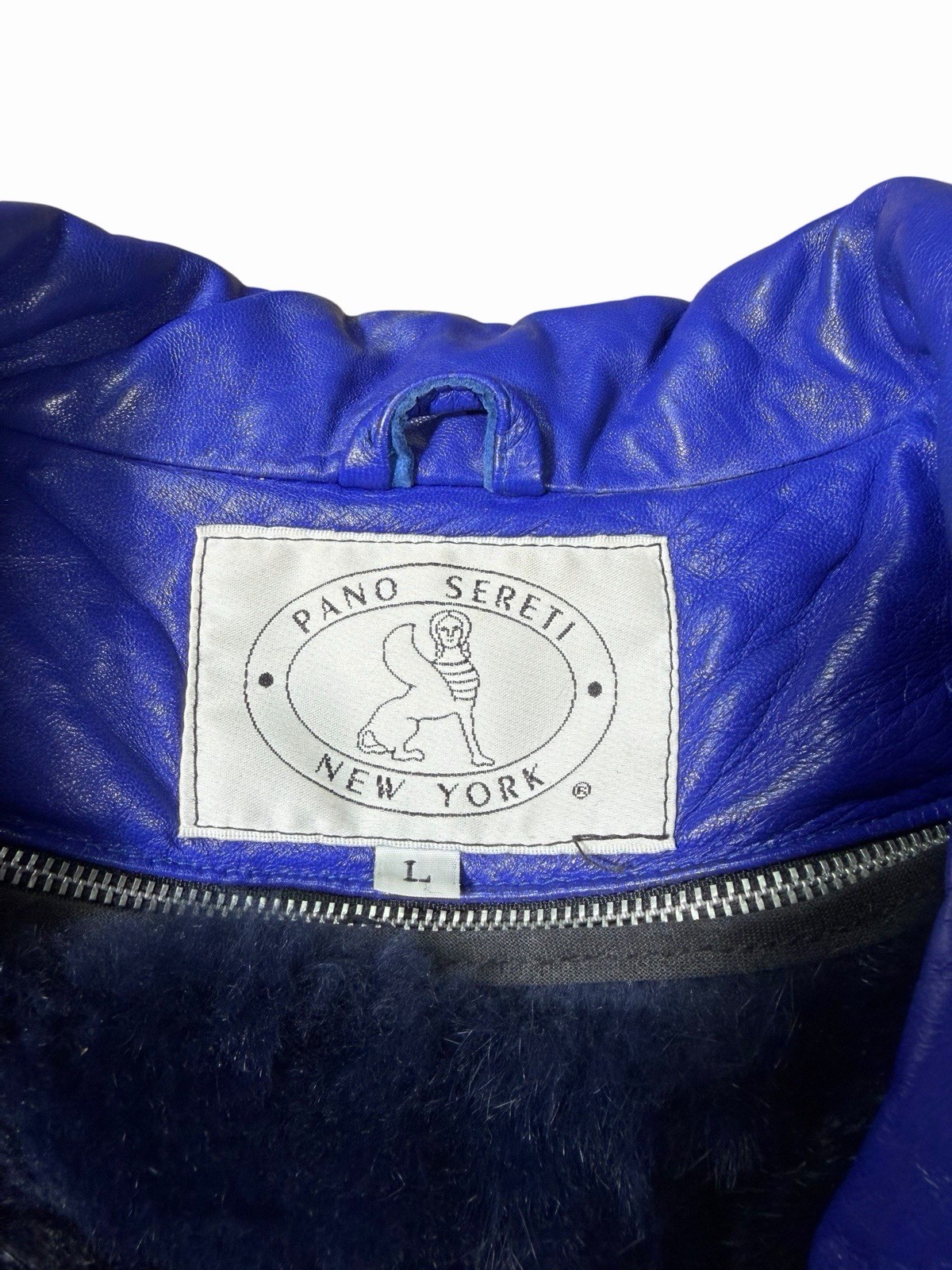 Vintage 80s Pano Sereti Color Block Leather Bomber Jacket Blue Green Pink Large