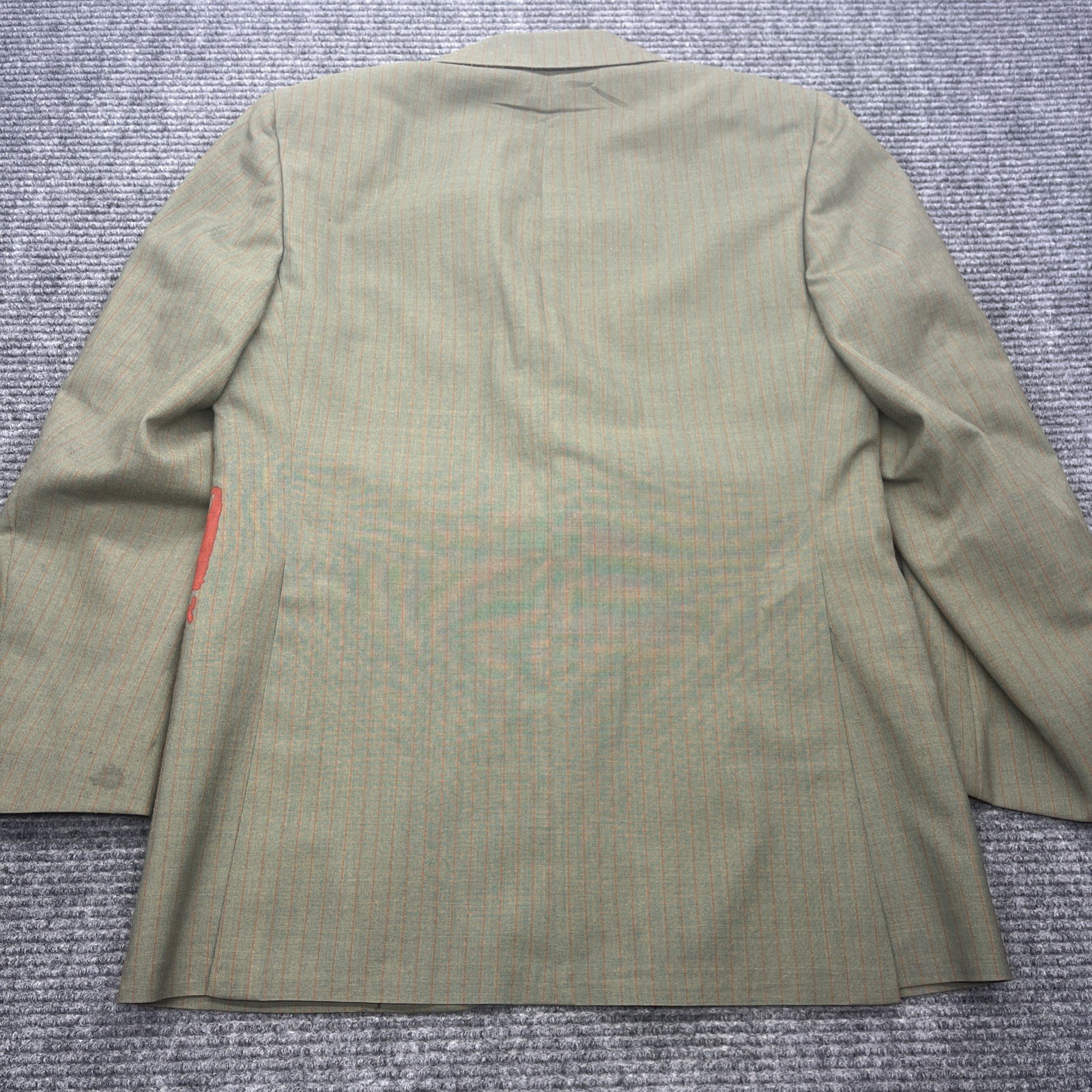 Vtg 70s Green Red Pinstriped Sport Coat Deconstructed Face Graphic 38R Lyncraft