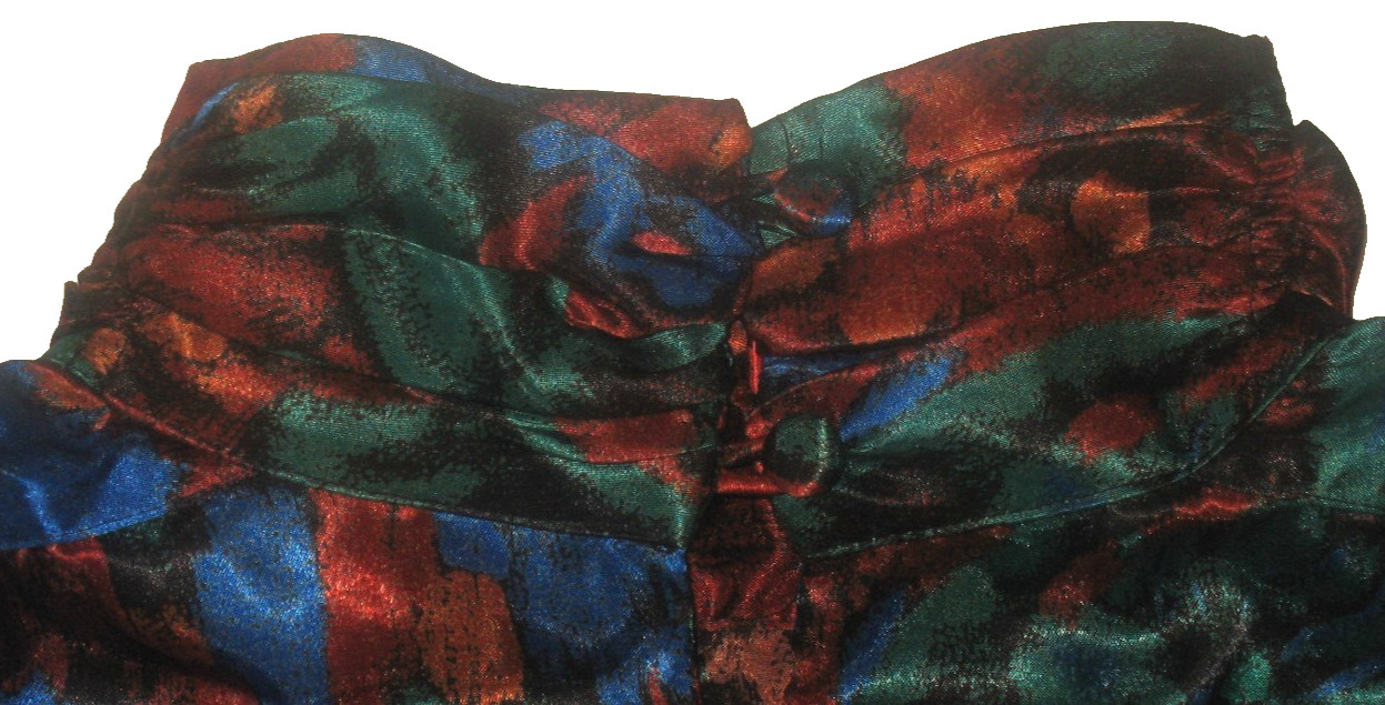 Vintage Yves St. Clair Slinky-Silky L/S Multi-Floral High-Neck Blouse 12 Korea