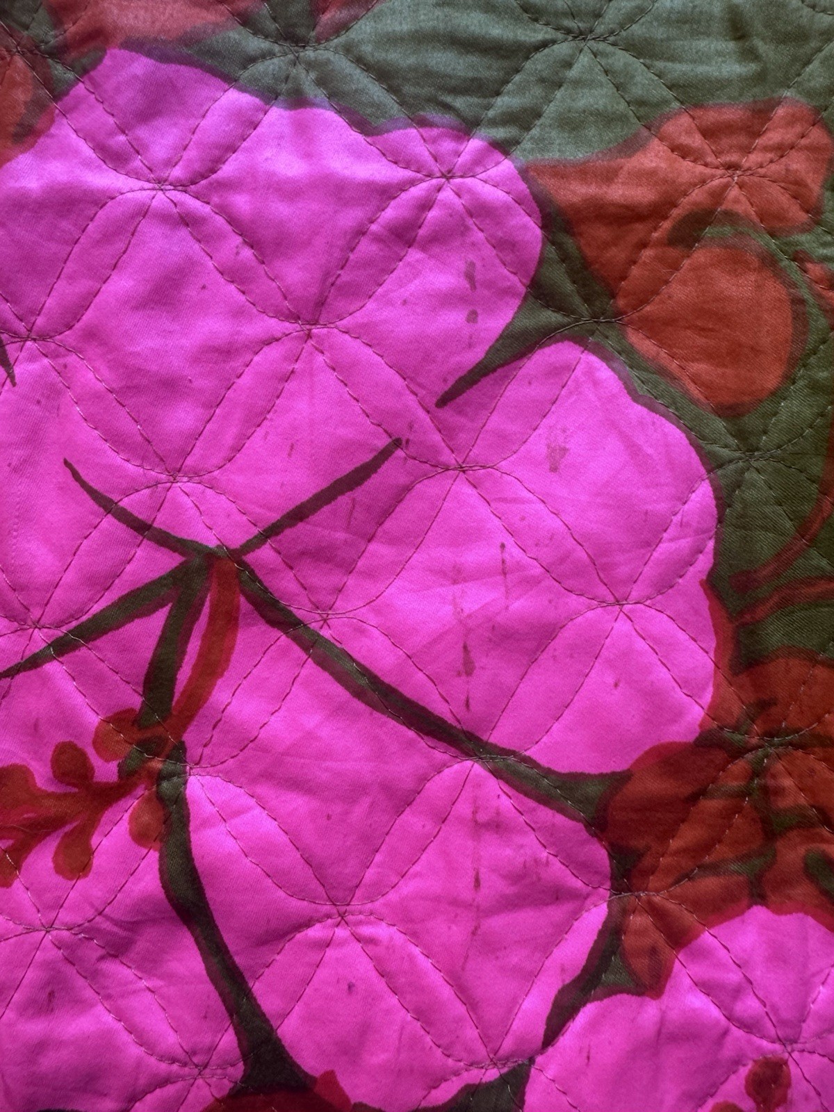 Vtg 60s 70s Phil Rose of California Quilted Maxi Skirt Pink Hibiscus Tiki Retro
