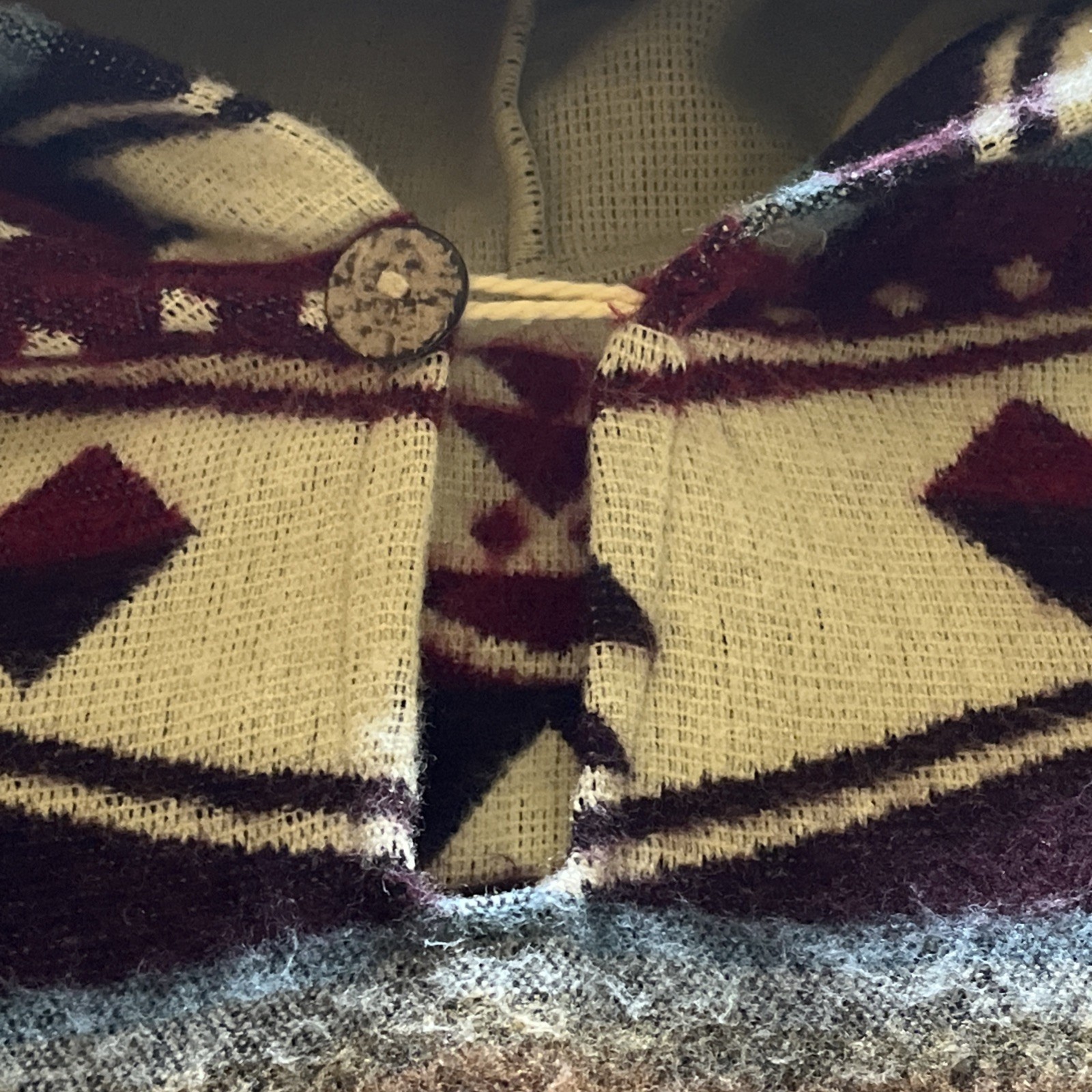 Alpaca Wool Hooded Native American Poncho OS Adult Southwestern Aztec Kay