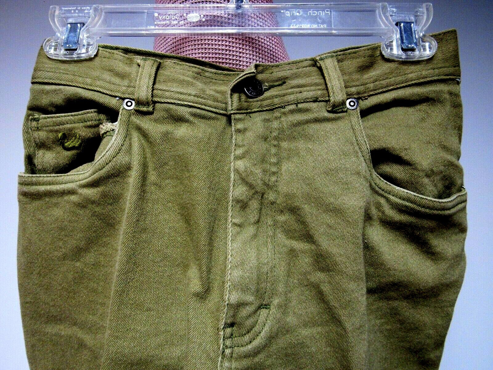 VTG GLORIA VANDERBILT Stretch Cotton Jeans Pants Olive Green 28 1/2 x 29 8 Short