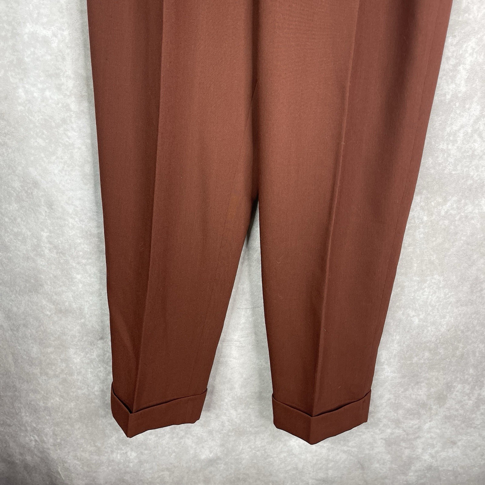 Vintage Seeler High Waist Cuffed Pleated Trousers W. Germany 50’s In Brown 38
