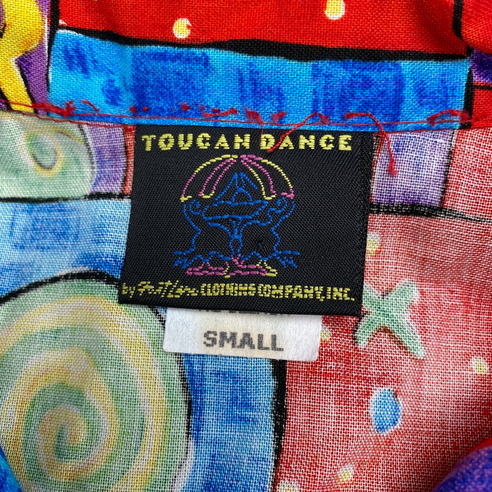 Fast Lane Toucan Dance Hawaiian Shirt Womens S Bright Multicolor Camp USA VTG