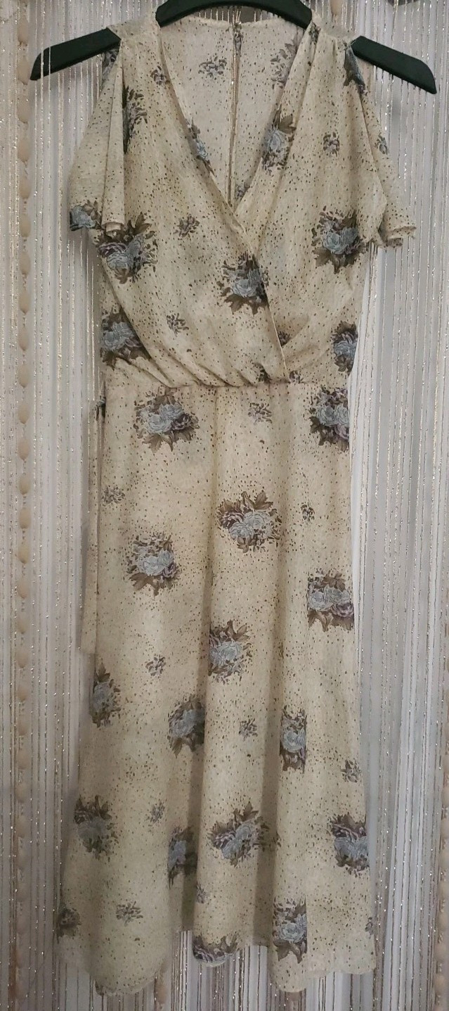 True Vintage 70s Jerelle Semi Sheer Midi Dress Size 7 Floral/Waist 24/Pre-loved