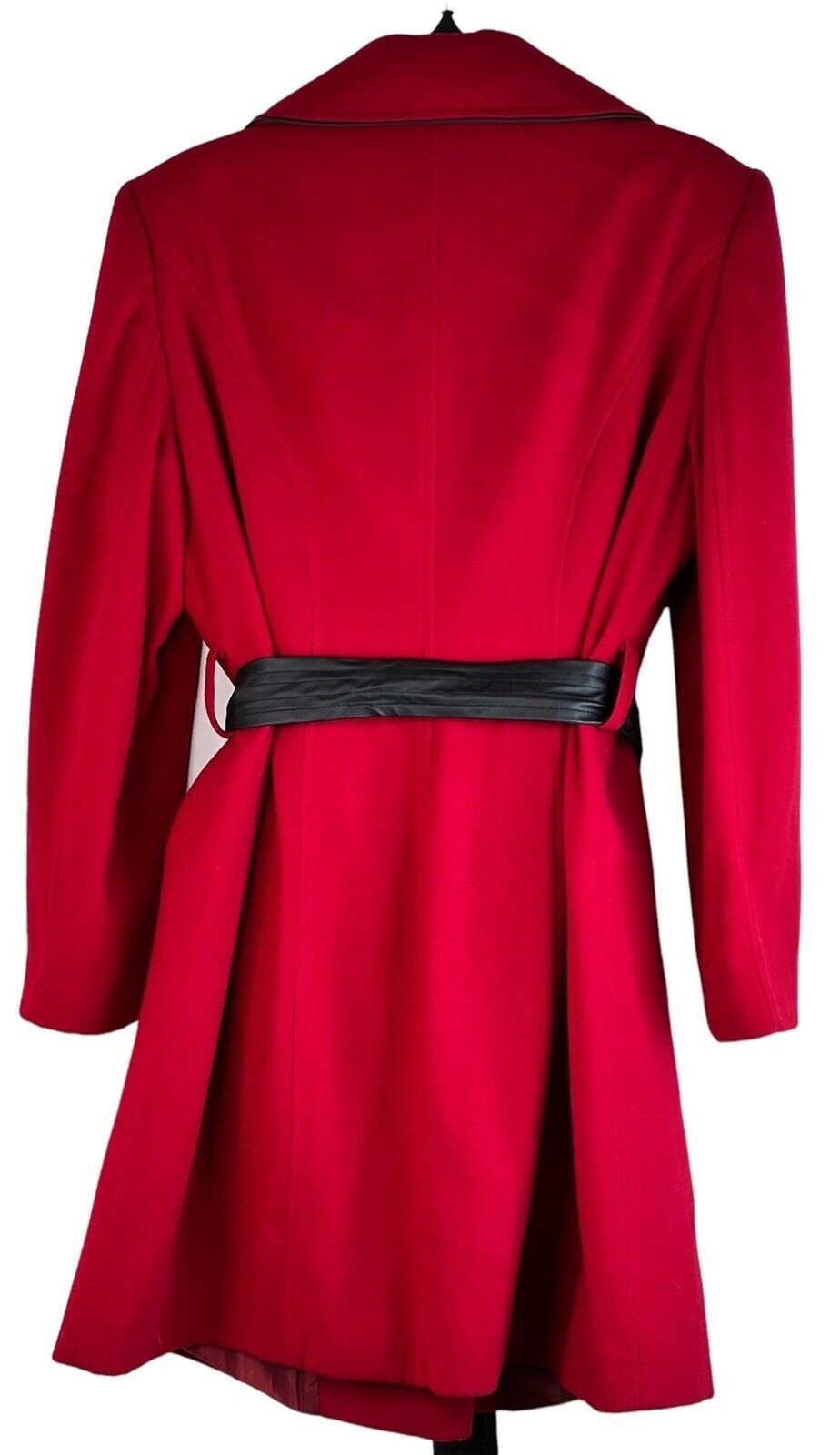 Vintage 1970s Mnafikh Red Wool Dress Coat Jacket Women’s Size S Check Measure