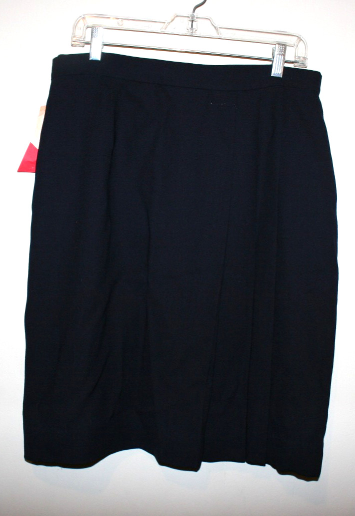 NEW Vintage JH Collectibles 100% Wool Pleated Skirt Navy Blue USA Made Sz 16 NWT