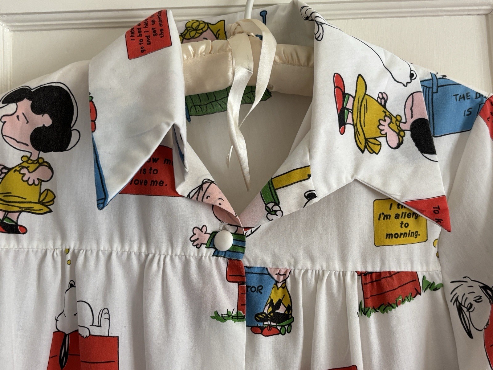 Vintage Peanuts Button-Up Babydoll Smock Dress