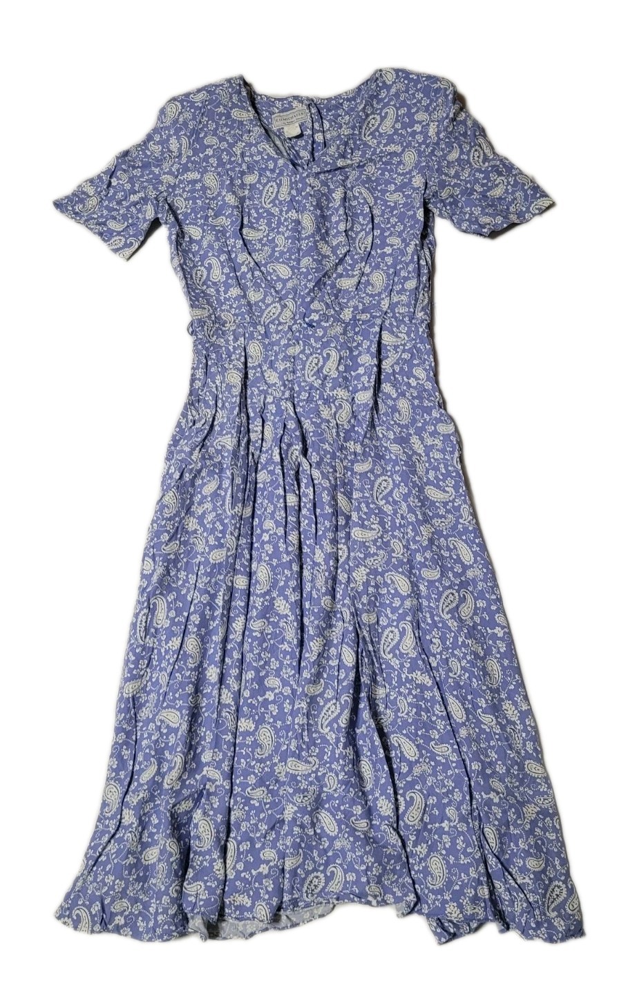 Vintage ’80s ED Michaels Dress Size 10 Blue Tea Garden Floral Dress