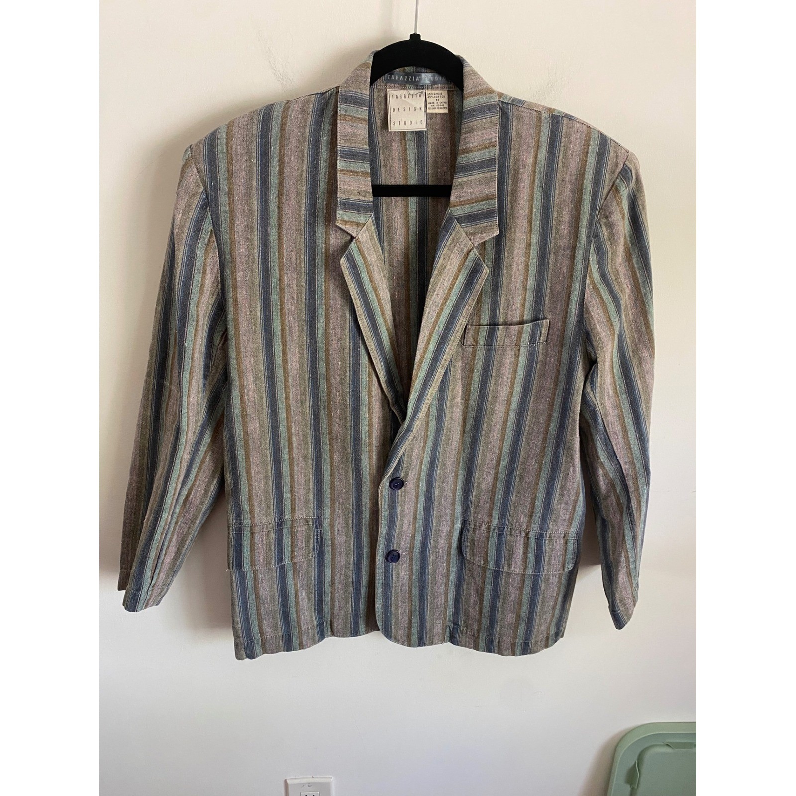 Tarazzia Design Studio Vintage Ramie Cotton Striped Blazer and Shorts Set 11/12