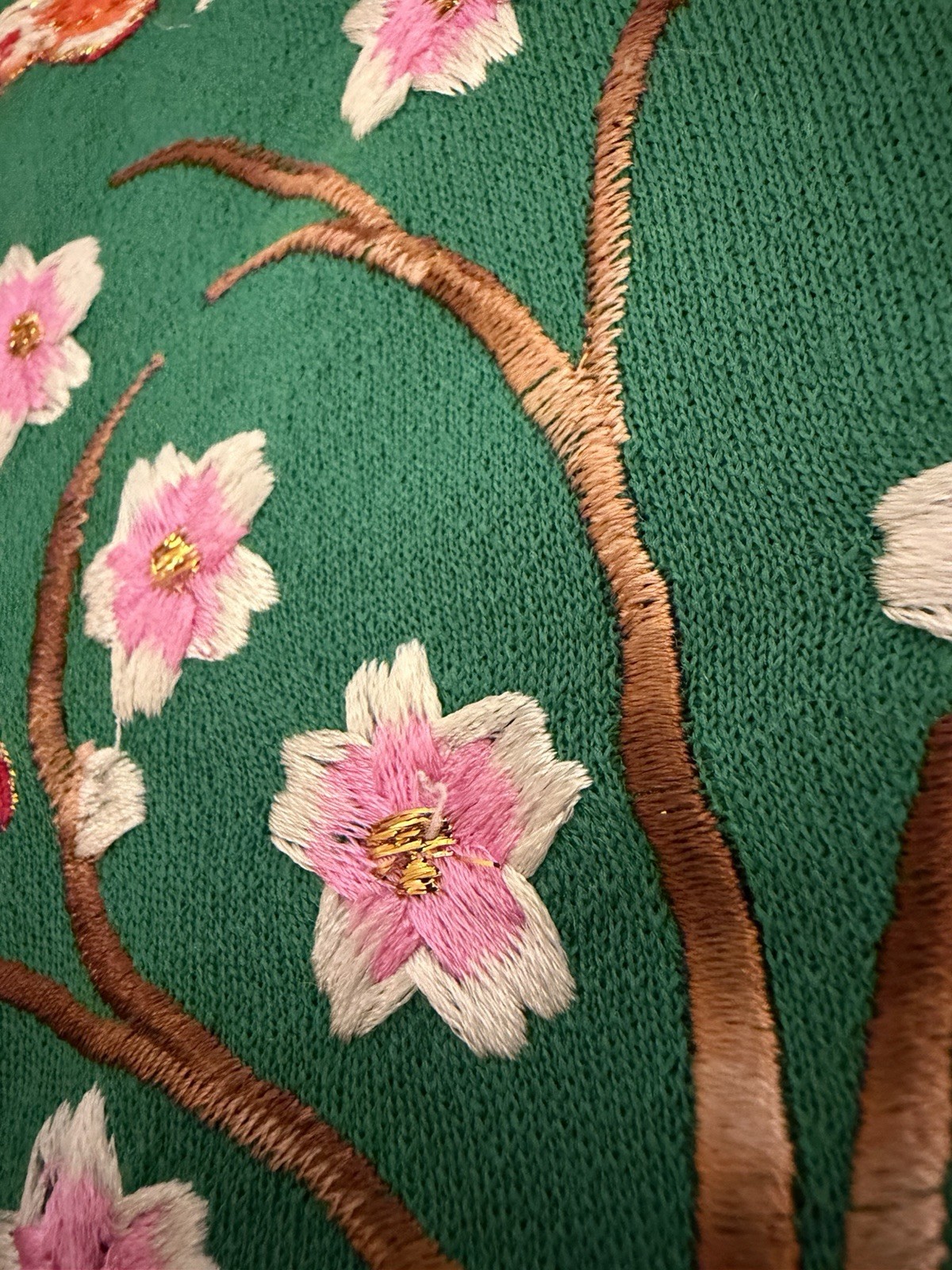 2 Vintage Handmade Embroidered Maxi Skirts Asian Bird & Cherry Blossom 24 Inches