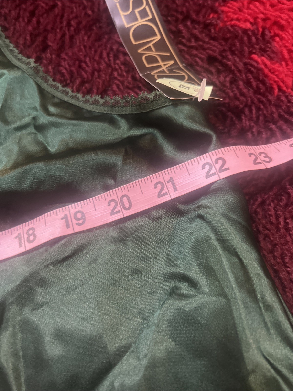 Vtg Escapades Suit Camisole Tank Glossy Slippery Smooth Satin Green XL USA