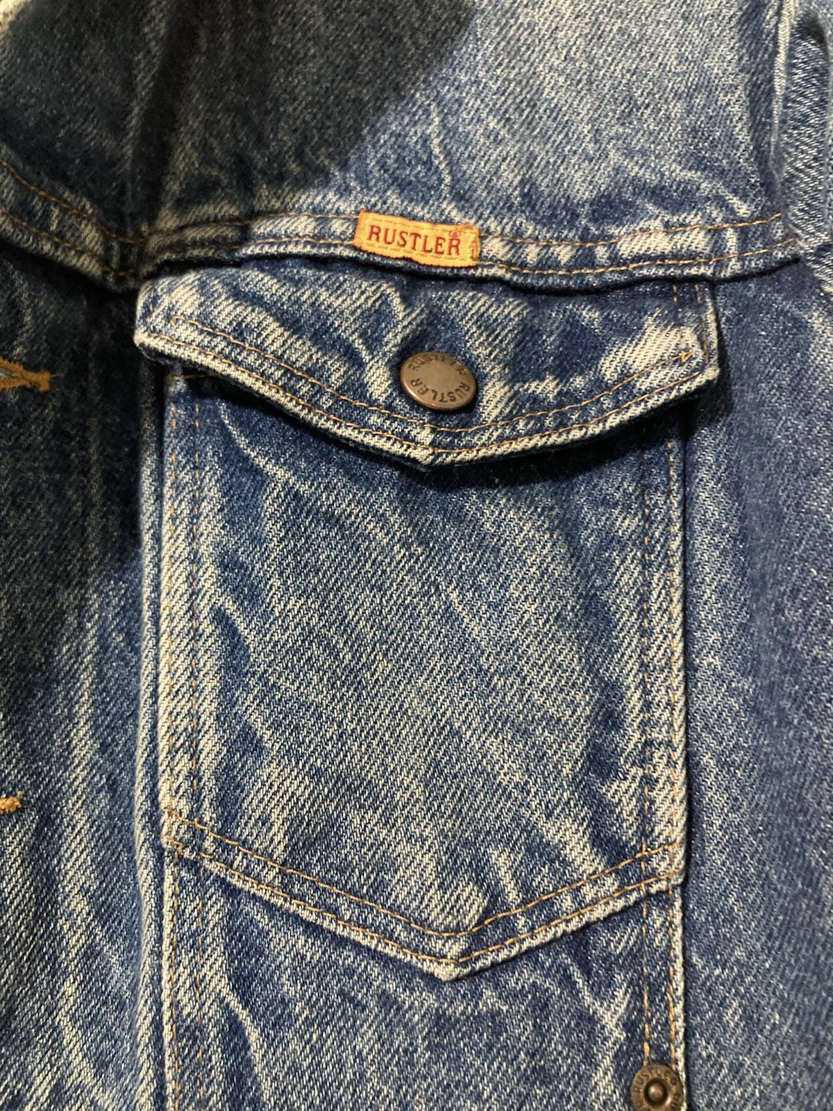 Vintage Women’s 80’s Rustler Denim Jean Jacket Size Small Blue Embellished