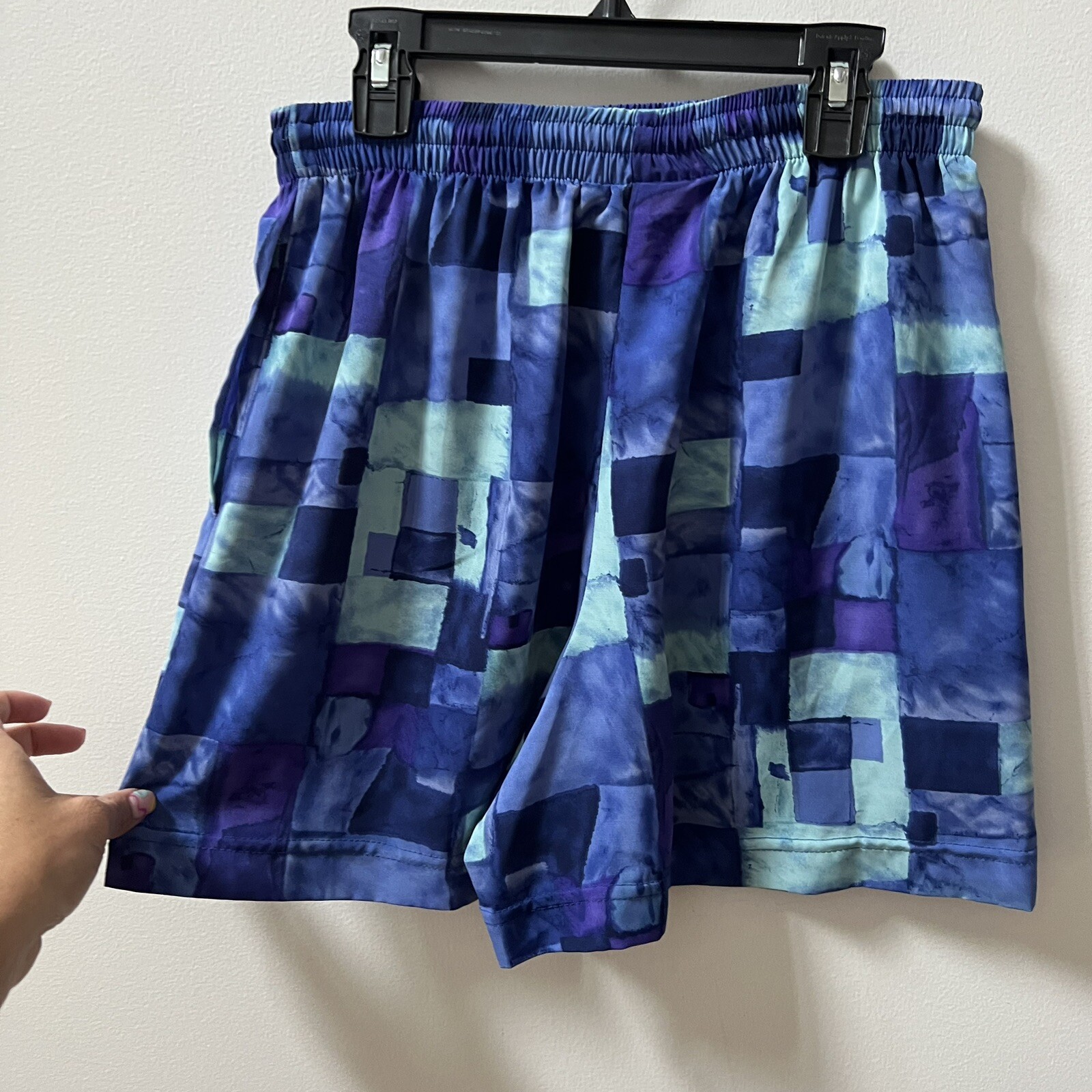 Vintage 90s Lily’s Of Beverly Hills Shorts Women’s S Tennis Blue Geometric Run